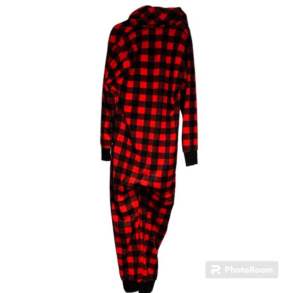 tipsy elves Red and Black Plaid Onesie Size Large‎ - Picture 2 of 3